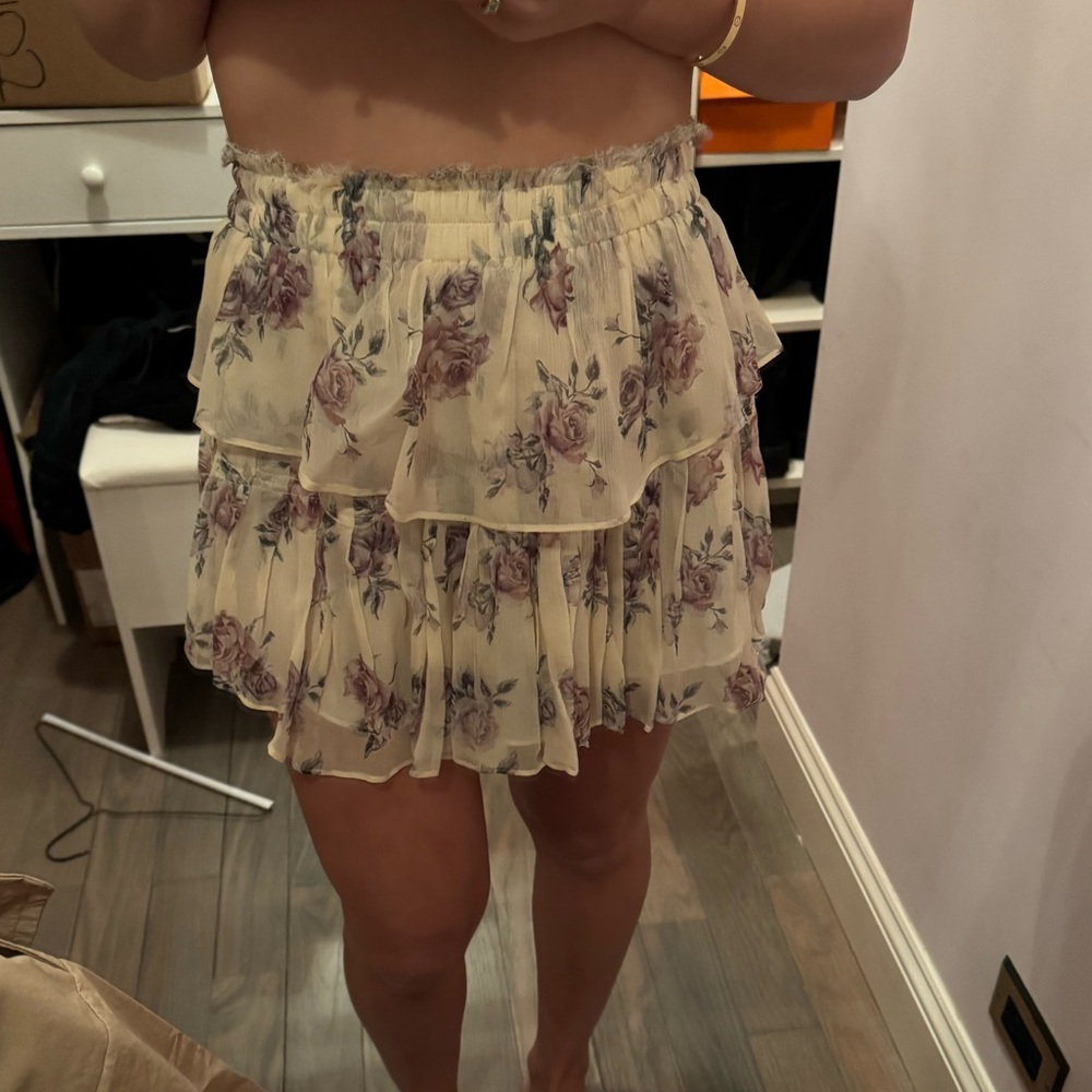 Love shack fancy chiffon floral mini skirt . Size XS .